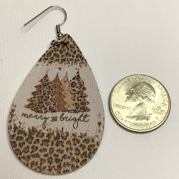Leopard Print Earrings, Christmas Earrings, Holiday Earrings, Gift Idea, Boho - Picture 3 of 4